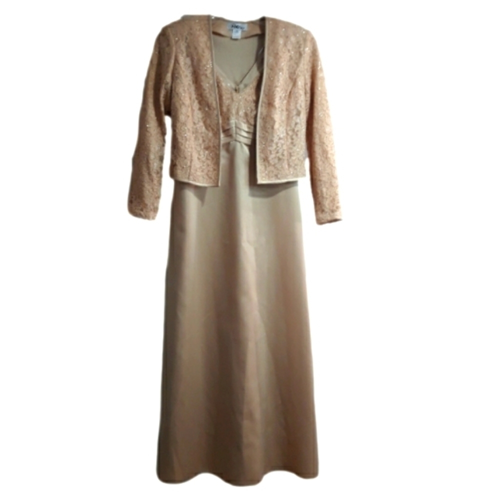 Patra 2 Pieces Dress With Matching Lace Bolero Cream Gown Long Dress Size 8 - Picture 2 of 15